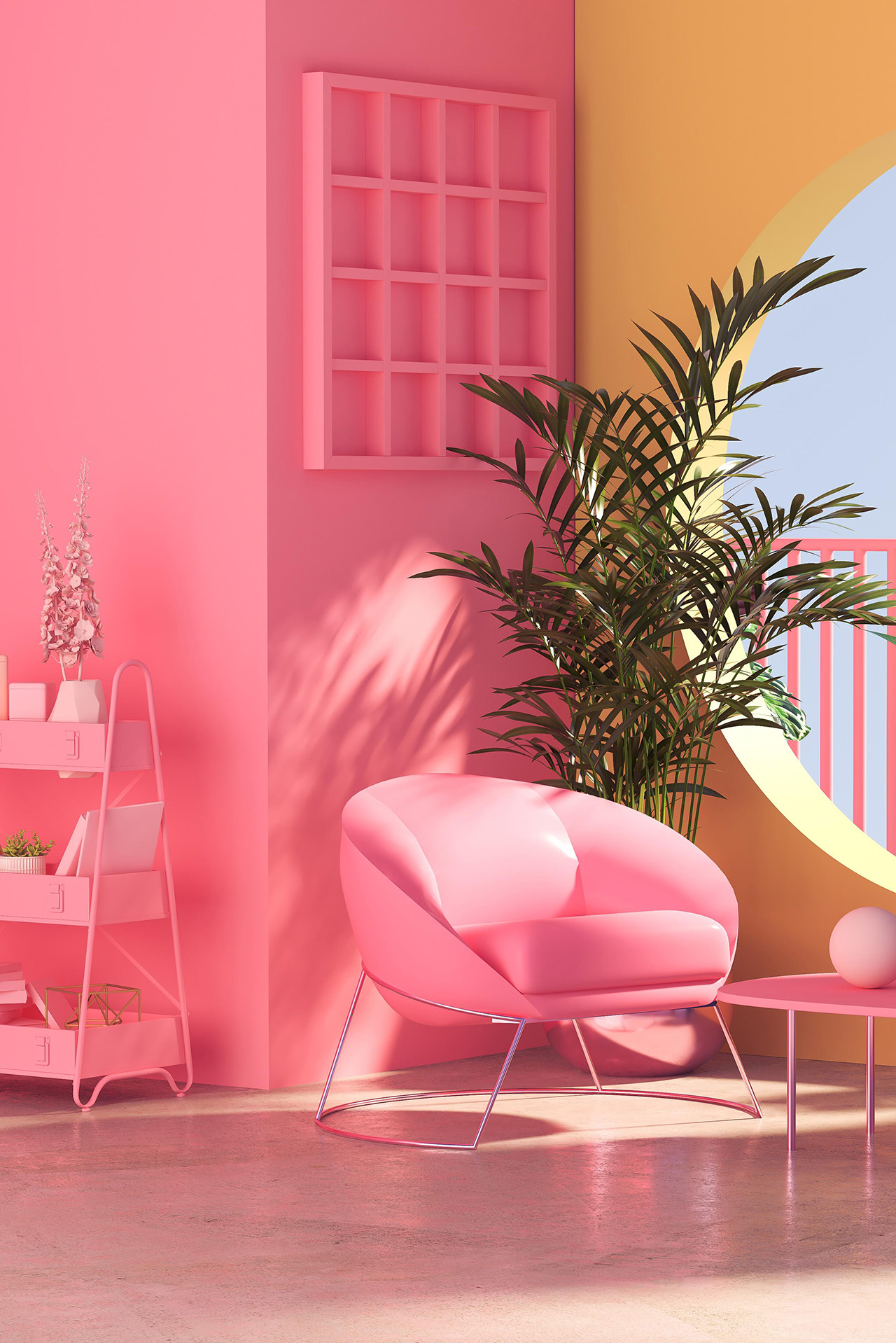 Pink and crimson colors of the walls Maxima-decor