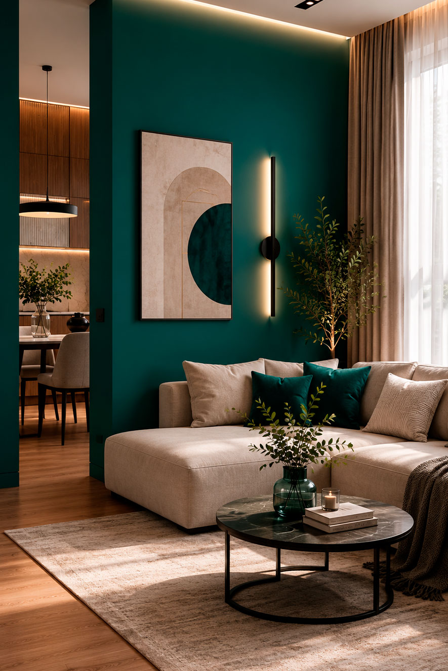 Изумрудный цвет в интерьере Maxima-decor