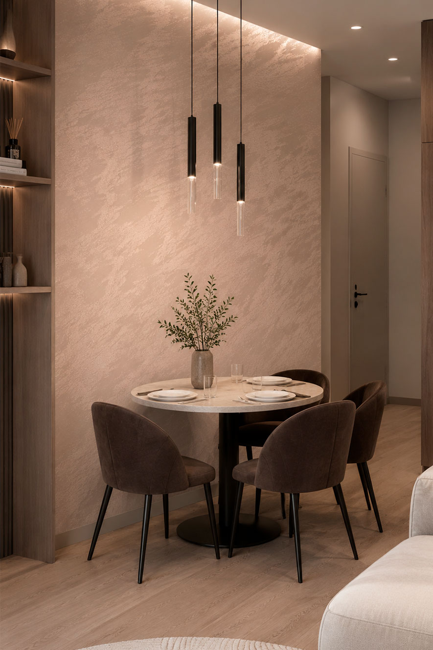 Декоративная штукатурка Duna: пастельные оттенки в интерьере Maxima-decor